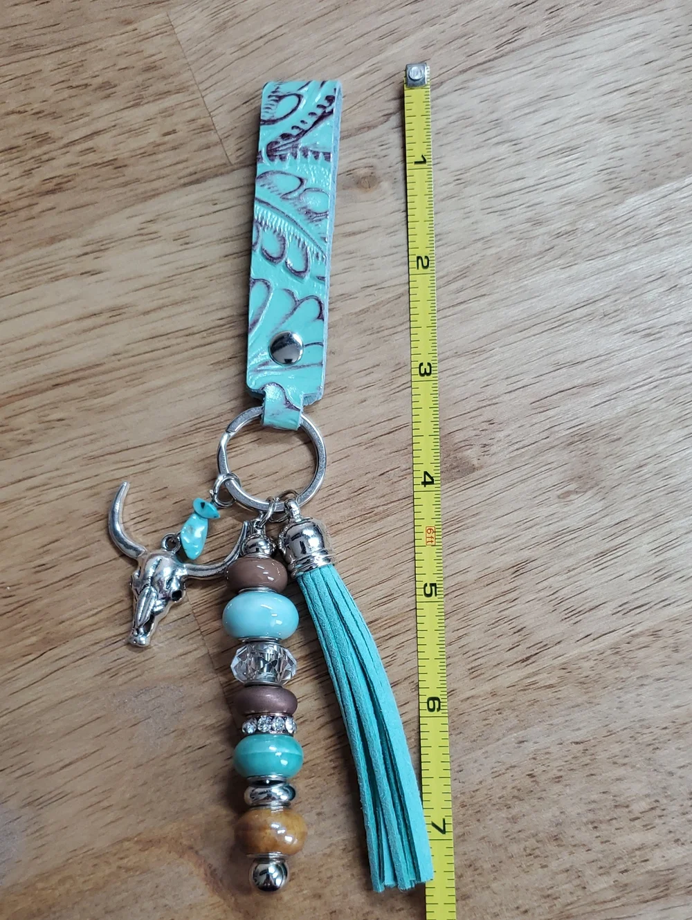 Green Tassel Beaded Keychain